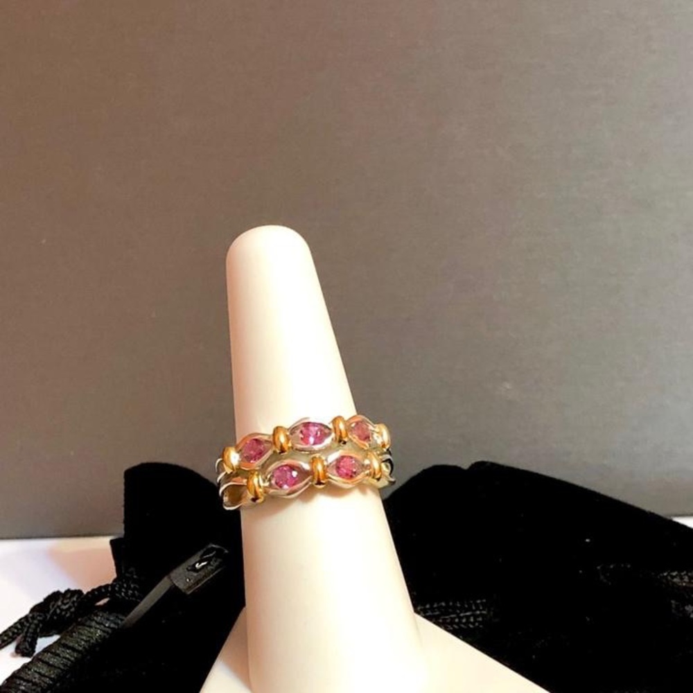 GIFTED 💥LORENZO 18K & SS PINK SAPPHIRE Ring BN